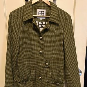 Vintage Edward An Ladies Green Tweed Car Coat